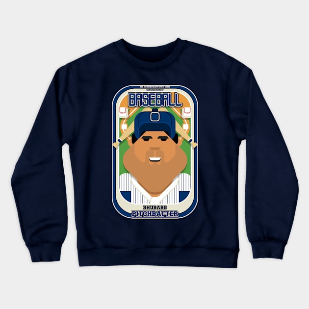 Baseball Blue Pinstripes - Rhubarb Pitchbatter - Seba version Crewneck Sweatshirt by Boxedspapercrafts